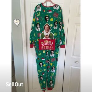 Elf Movie "OMG! Santa!" Unisex XL Green Pajama Union Suit